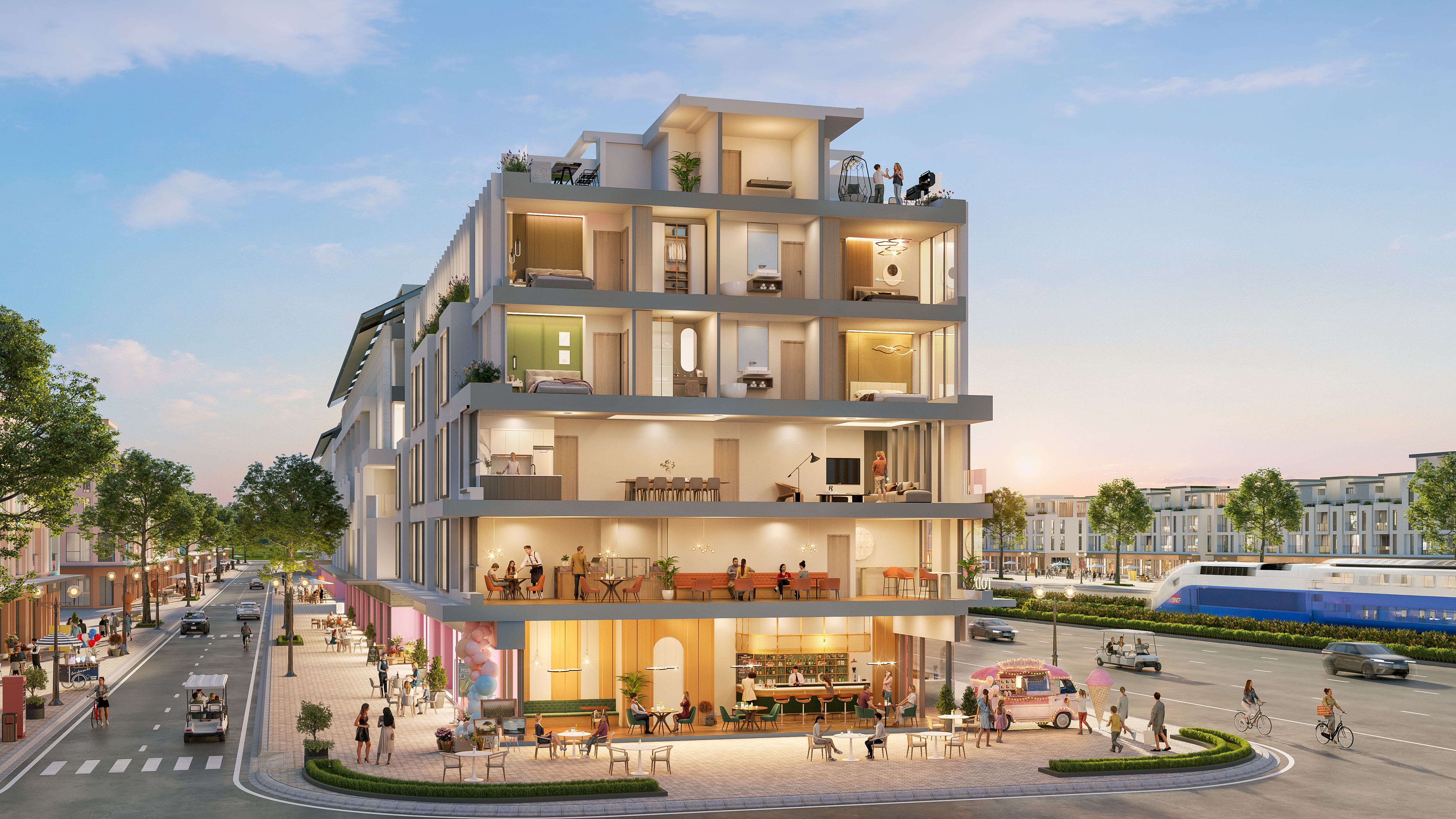 Bán căn góc liền kề 2 mặt thoáng Đông Bắc ban công view đường Đại Lộ The Infinity Meyhomes Capital